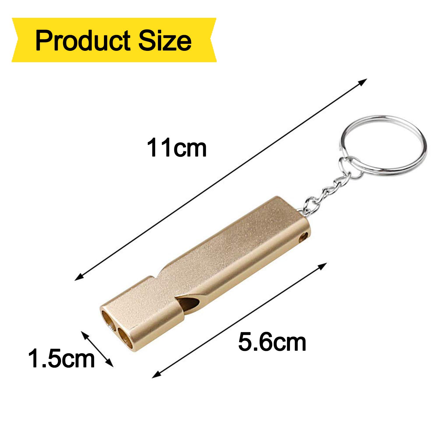 Image secondaire de 2 Pièces Sifflet de Secours, XCOZU Double Tubes Métal Sifflet Secours Sifflet d'urgence Sifflet Argent Doré, Sifflet Urgence Sif