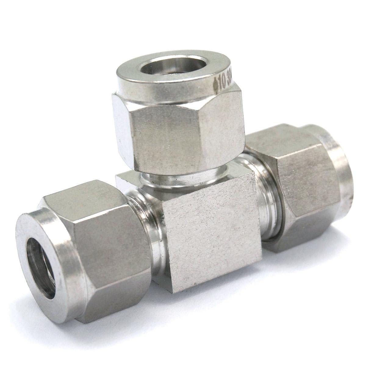 Fit Tube O/D 10mm Tee Equal 3 Ways 304 Stainless Steel Ferrule Pneumatic Air Compression Coupler Adapter Connector Fitting