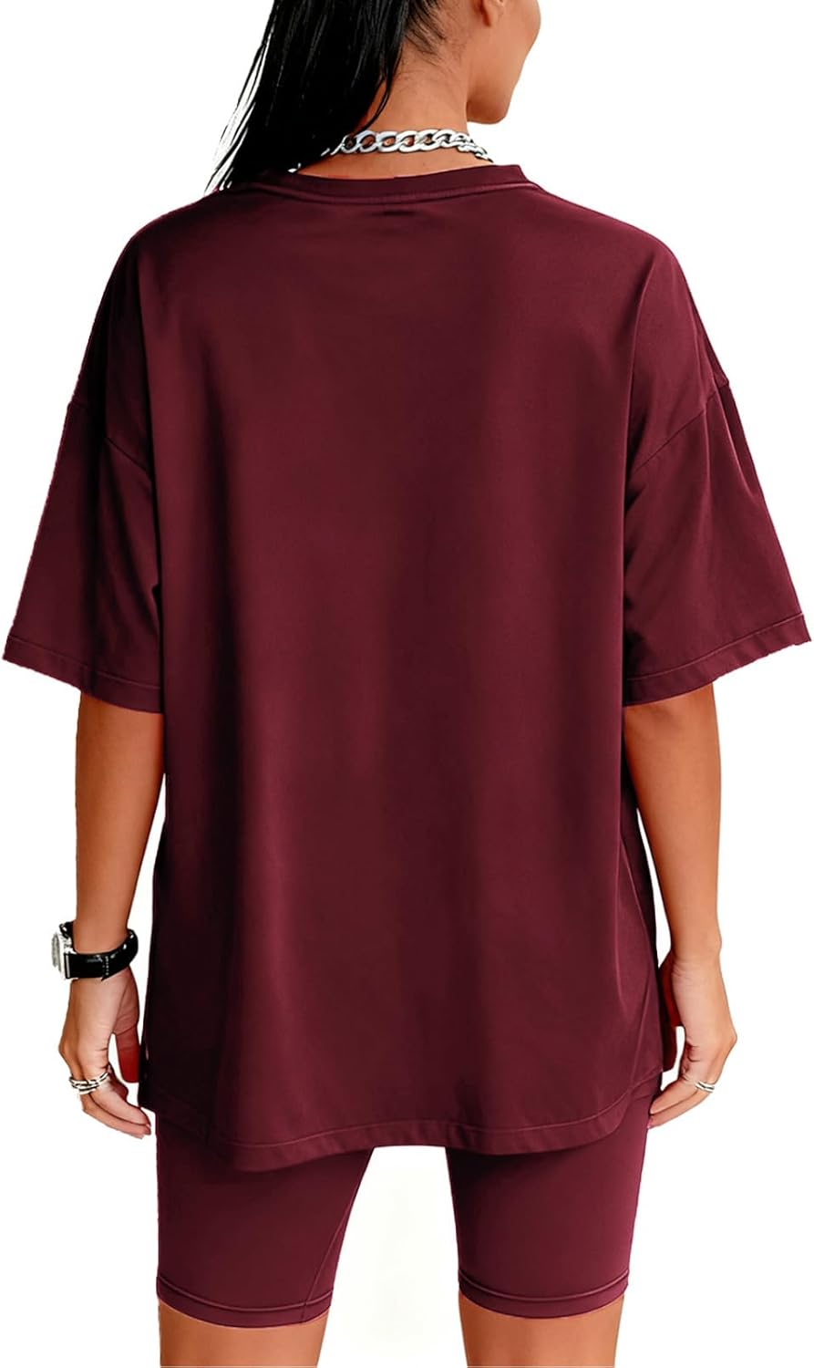 VNIRA Womens Clothing Two Piece Outfits Summer Casual Oversized T Shirt Biker Shorts Workout Lounge Matching Sets - Image 4