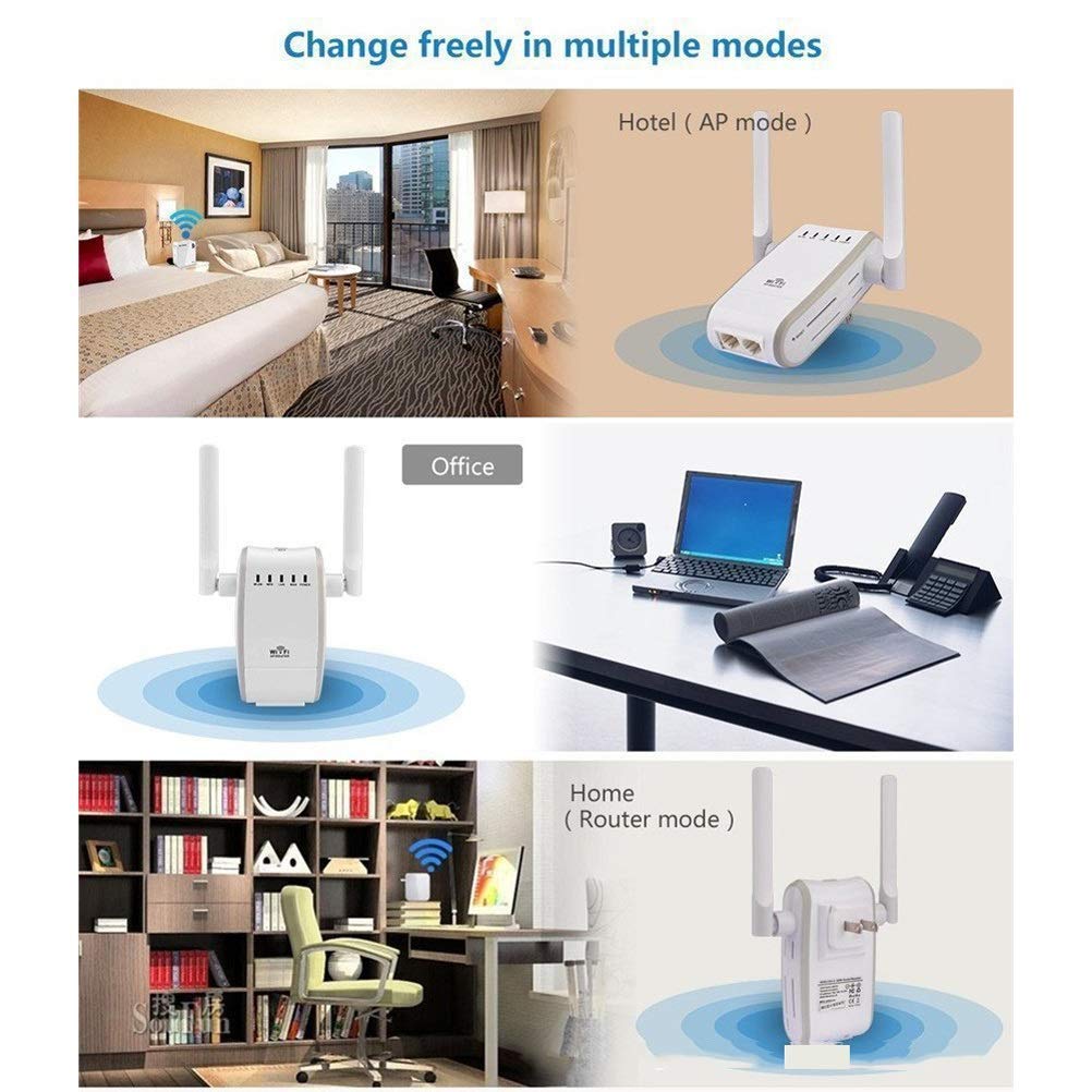 WiFi Range Extender-300M Ripetitore di Spina a Muro Amplificatore di Segnale Wi-Fi Wireless, Doppia Rete, Trasmissione e Ricezione AP potenziato