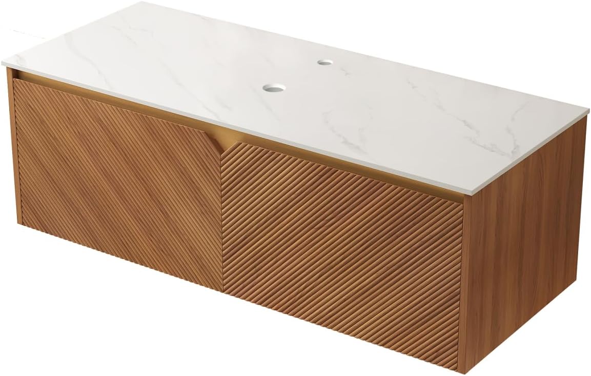 48" Wall-Mounted Cabinet, Brown Oak