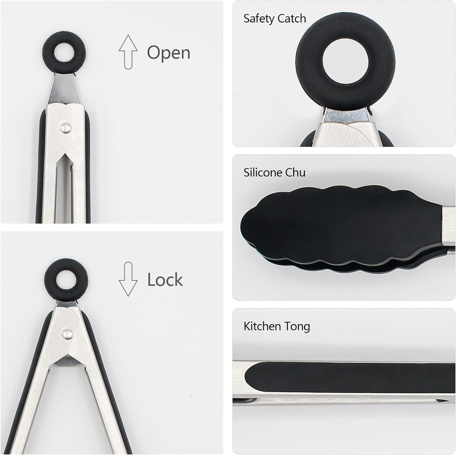 Set 3 Pinze Da Cucina In Acciaio Inox E Silicone - Senza BPA, Per Griglia E Preparazione Cibi - Foto 10