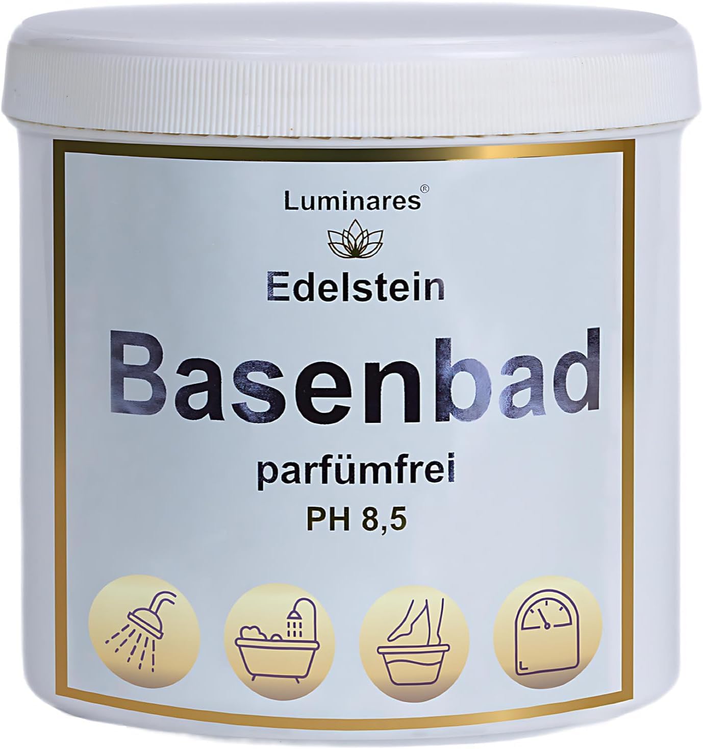 Basenbad, basisches Badesalz zur Entgiftung und Entsäuerung, Vollbad, Fußbad, Peeling, 1500g Luminares Edelstein Basenbad