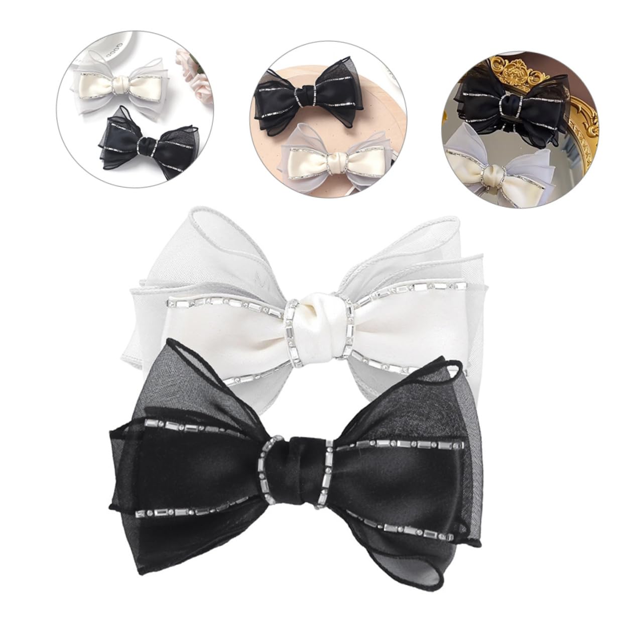 minkissy 8pezzi Fermagli Per Fiocco Con Strass Per Donne e Ragazze Accessori Eleganti Per