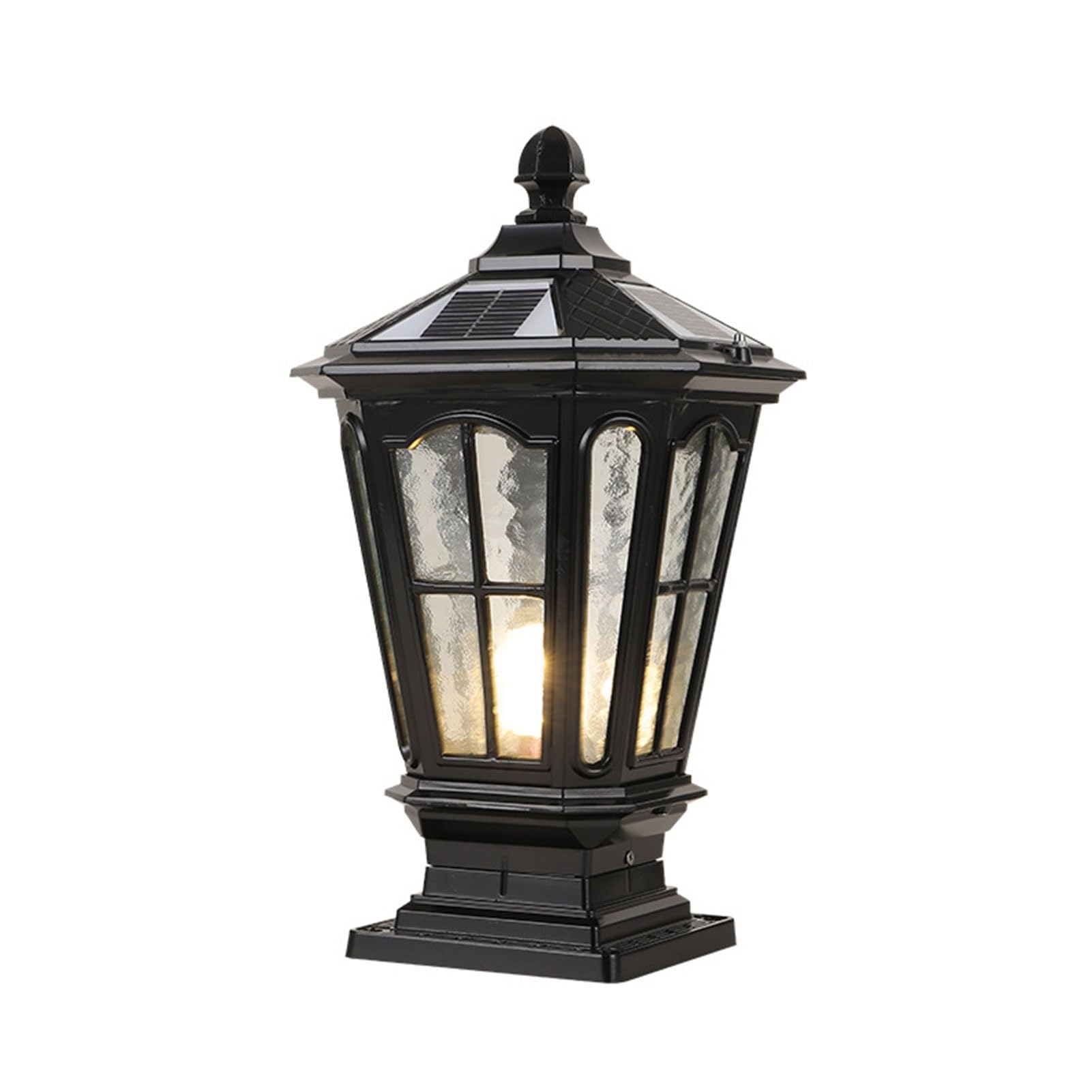 ITOSUI Solar Retro Square Post Light Waterproof Outdoor Solar Column Lamp Yard Lawn Led Outside Pillar Lanterns with Clear Glass for Patio Garden Landscape Street Lantern To-Black-23 * 43cm