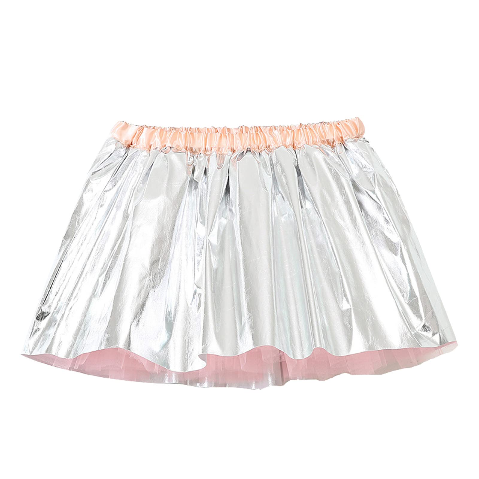 Baby Girls Layered Tulle Inner Tutu Skirt Toddler Girls Rainbow Tutu Skirts Princess Skirt Party (Silver, 3-4 Years)