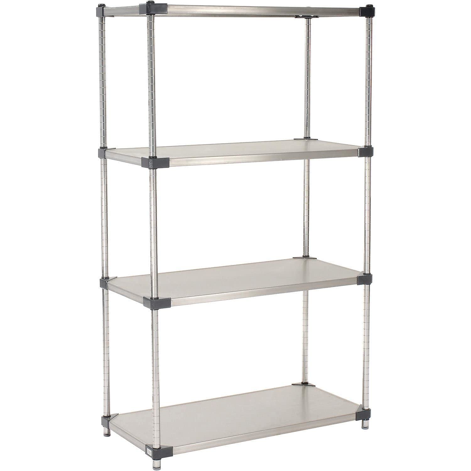 Nexel 4-Solid Shelf Shelving Unit, Stainless Steel, 24