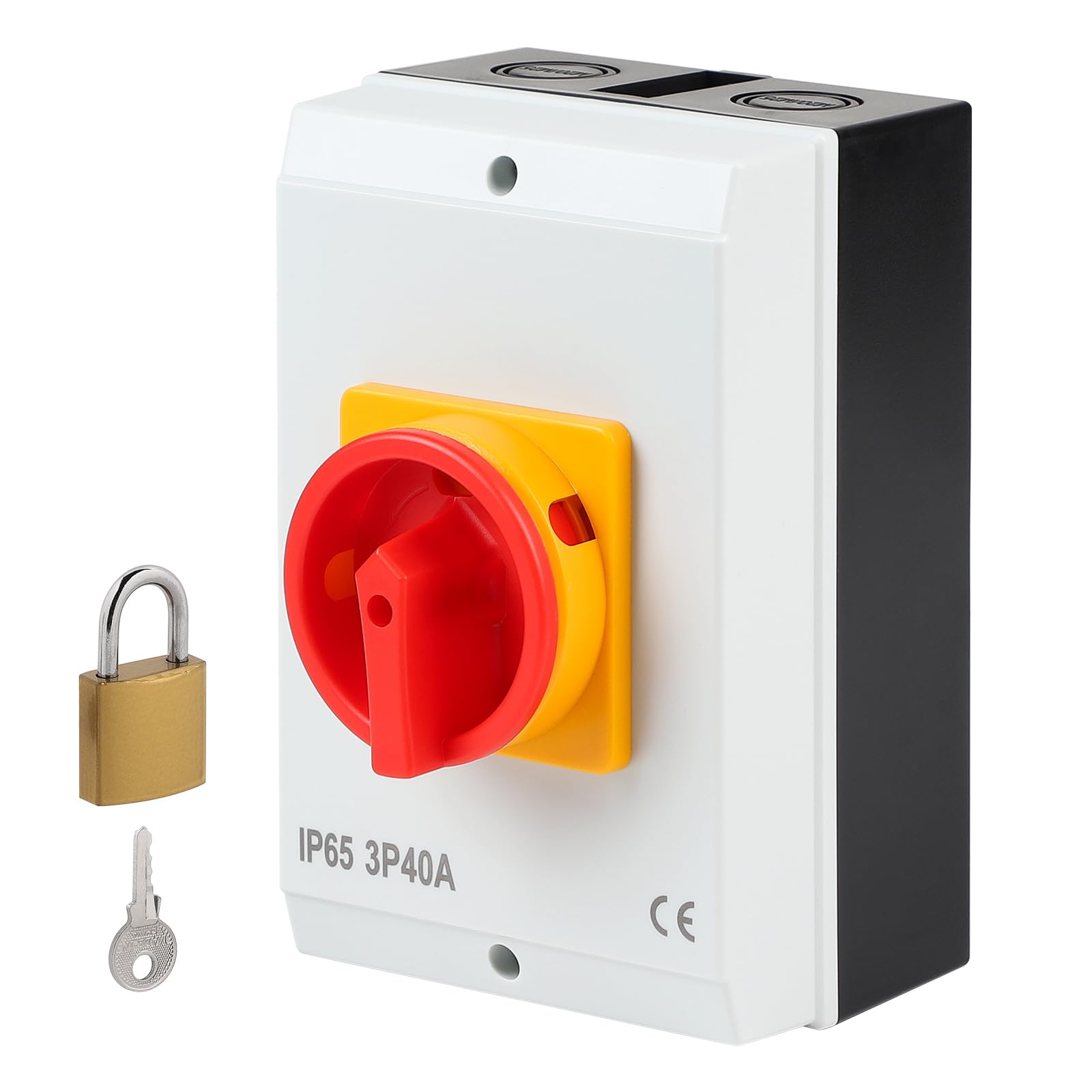 SWAWIS 40A Interrupteur Principal 3 Pôles, Interrupteur Rotatif avec Boîtier pour Connecter Interrupteurs et Séparer Petits Circuits, IP65