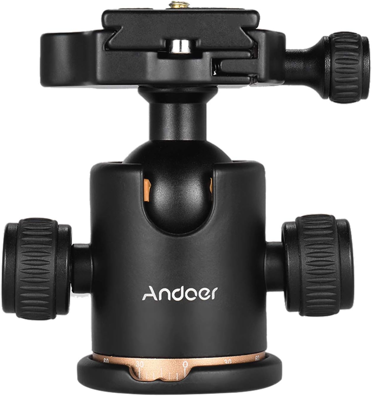 Andoer Testa Sfera Fotografica Snodo Cavalletto Testa Per Cavalletto Girevole A 360° Testa per Treppiede con Piastra a Sgancio Rapido Vite da 1/4'' Treppiede per Treppiede Monopiede Fotocamere DSLR