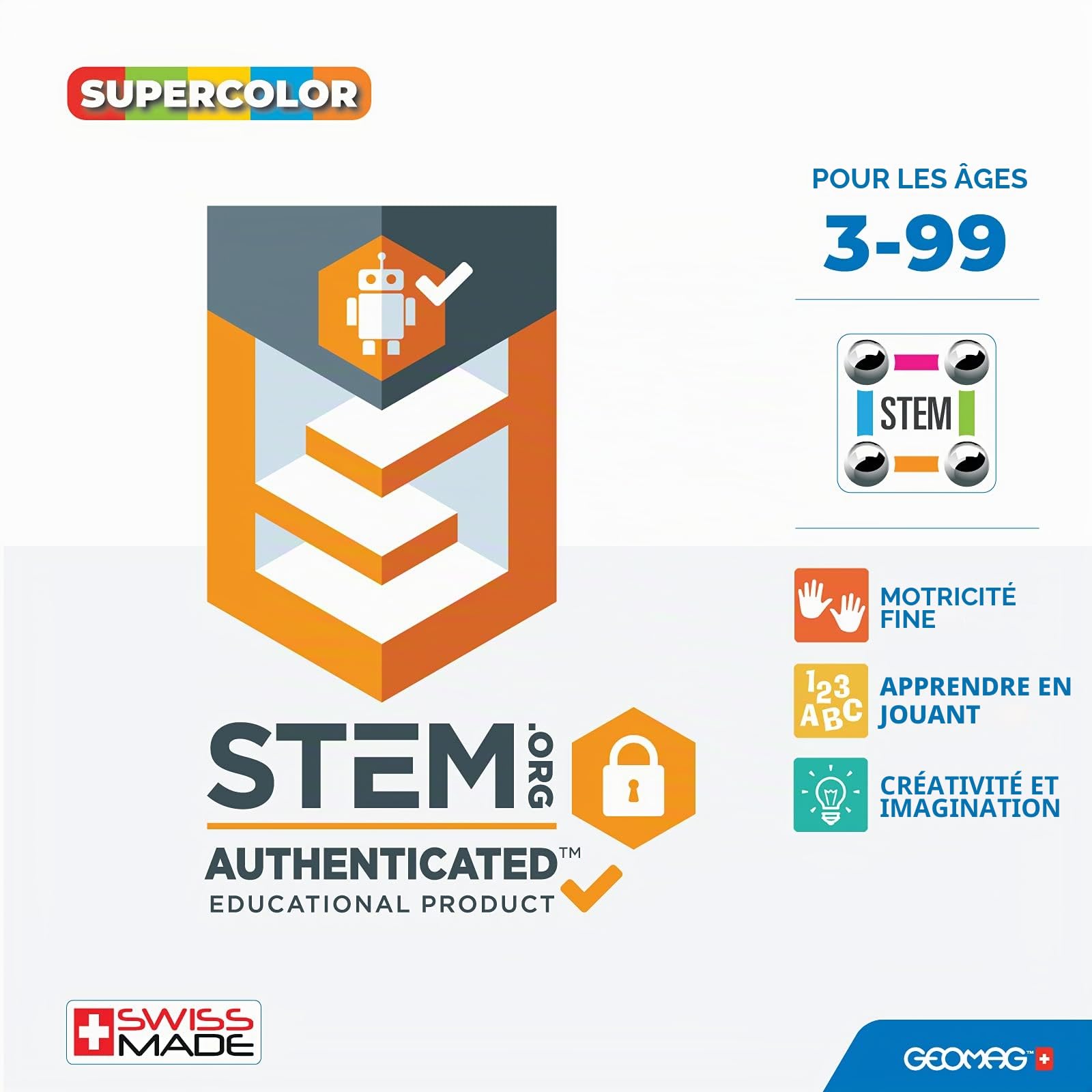 Geomag - Supercolor Blocs de Constructions Magnétiques pour Enfants, Jeu et Jouet en Forme de Cube, Green Collection 100% Plastique Recyclé, 52 pièces