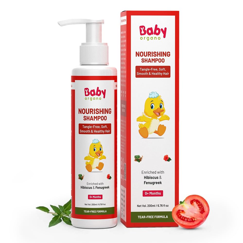 Ayurvedic Bhringraj, Tomato Tear Free Baby Shampoo For Newborns And Kids Promotes Healthy Shiny, Smooth, Silky & Anti Hair Loss Shampoo 200Ml(0-15 years)