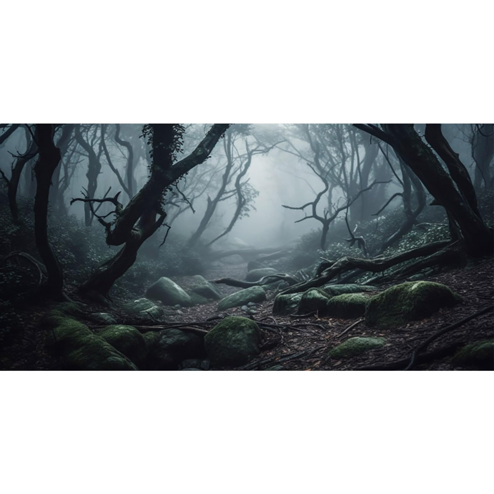 MIRRORANG 120x46cm Goth Aquarium Background Forest Tree Deserted Path Halloween Vinyl Durable Spooky Fish Tank Background