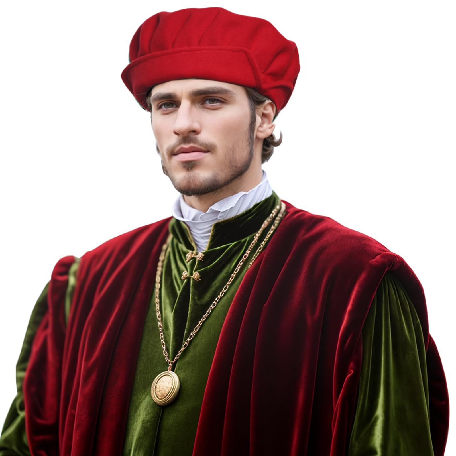 UniqKaliber Medieval Tudor Flat for Men Women Festival Beret Caps Renaissance Hat Cosplay Costume Accessories