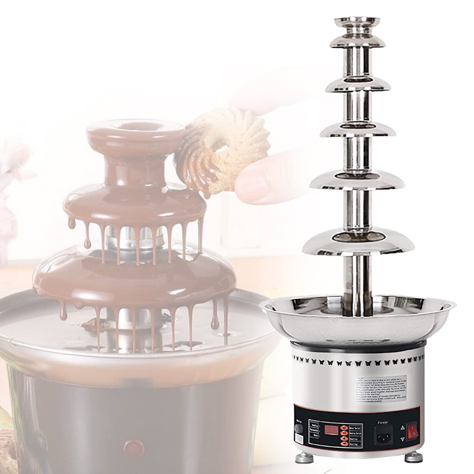 ASerZenith Chocolate Fountain Hot Pot, Electric Chocolate Melting Machine, Suitable For Restaurants, Buffets,6Tier
