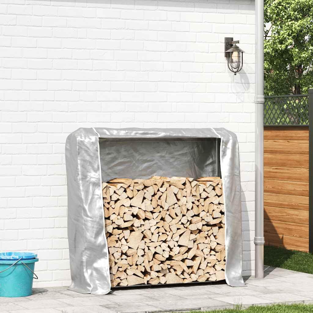 Portalegna da ardere con copertura antipioggia, 150 x 25 x 150 cm, in acciaio zincato