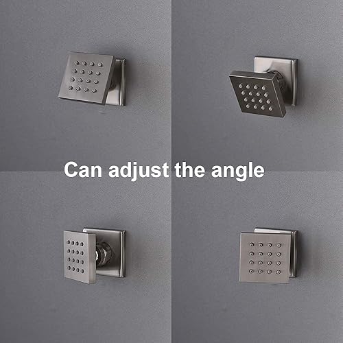 Miniatura 6 de AYIVG Sistema de chorros de ducha de níquel cepillado montado en el techo, sistema de grifos de ducha de cuerpo completo LED de 16 pulgadas, cabezal