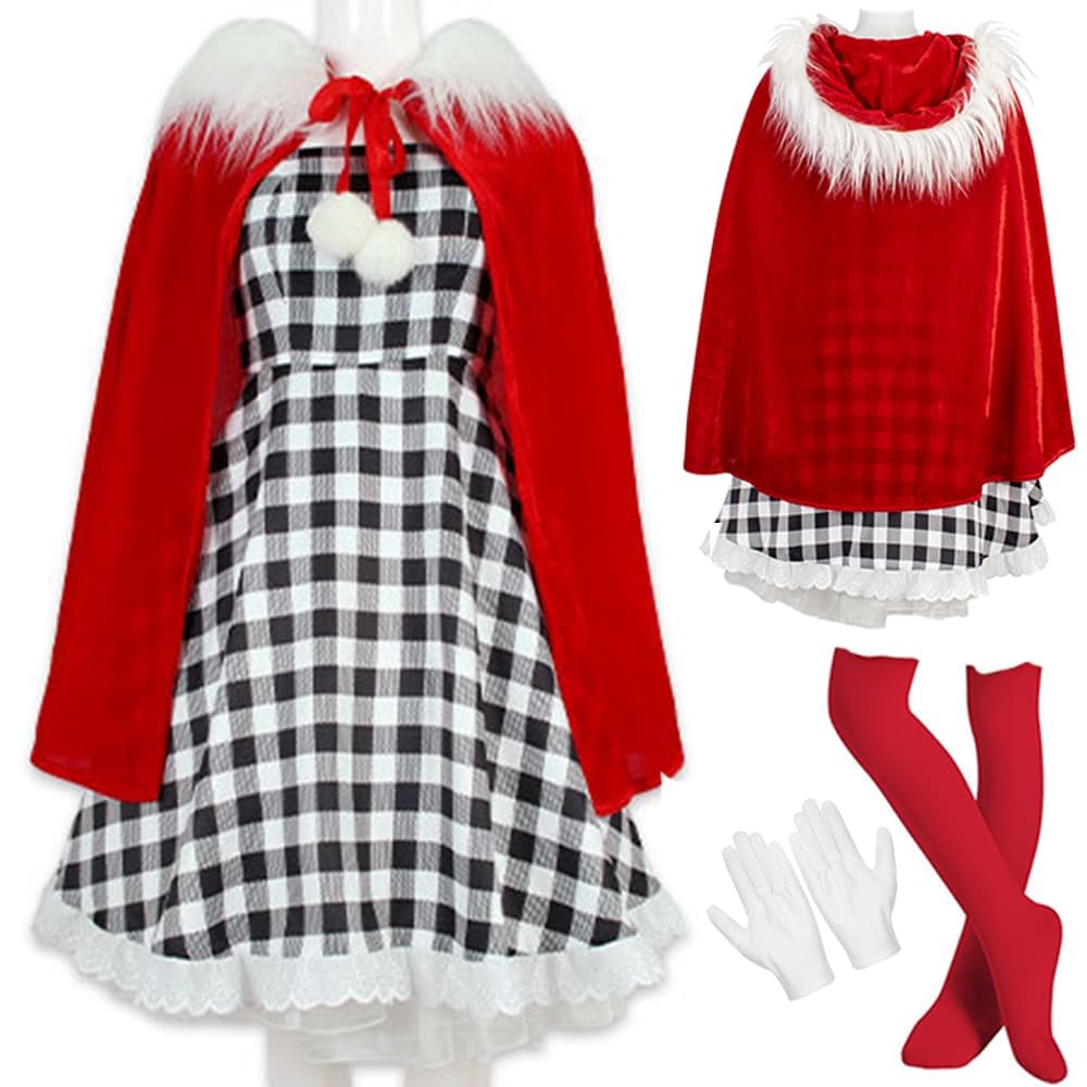 Vasfarok Anime Costume Women Anime Outfit Dress Outfit Uniform Cape Christmas