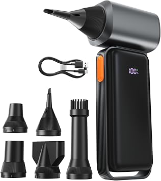 [Upgrade] DooGooCoo Compressed Air Duster, [Mini But Powerful] 150000RPM Brushless Motor & 8000Mah Powered Battary, Cordless 5 Speed Adjustable Blower for Computer, Keyboard, Home, Outdoor, Car & Bike