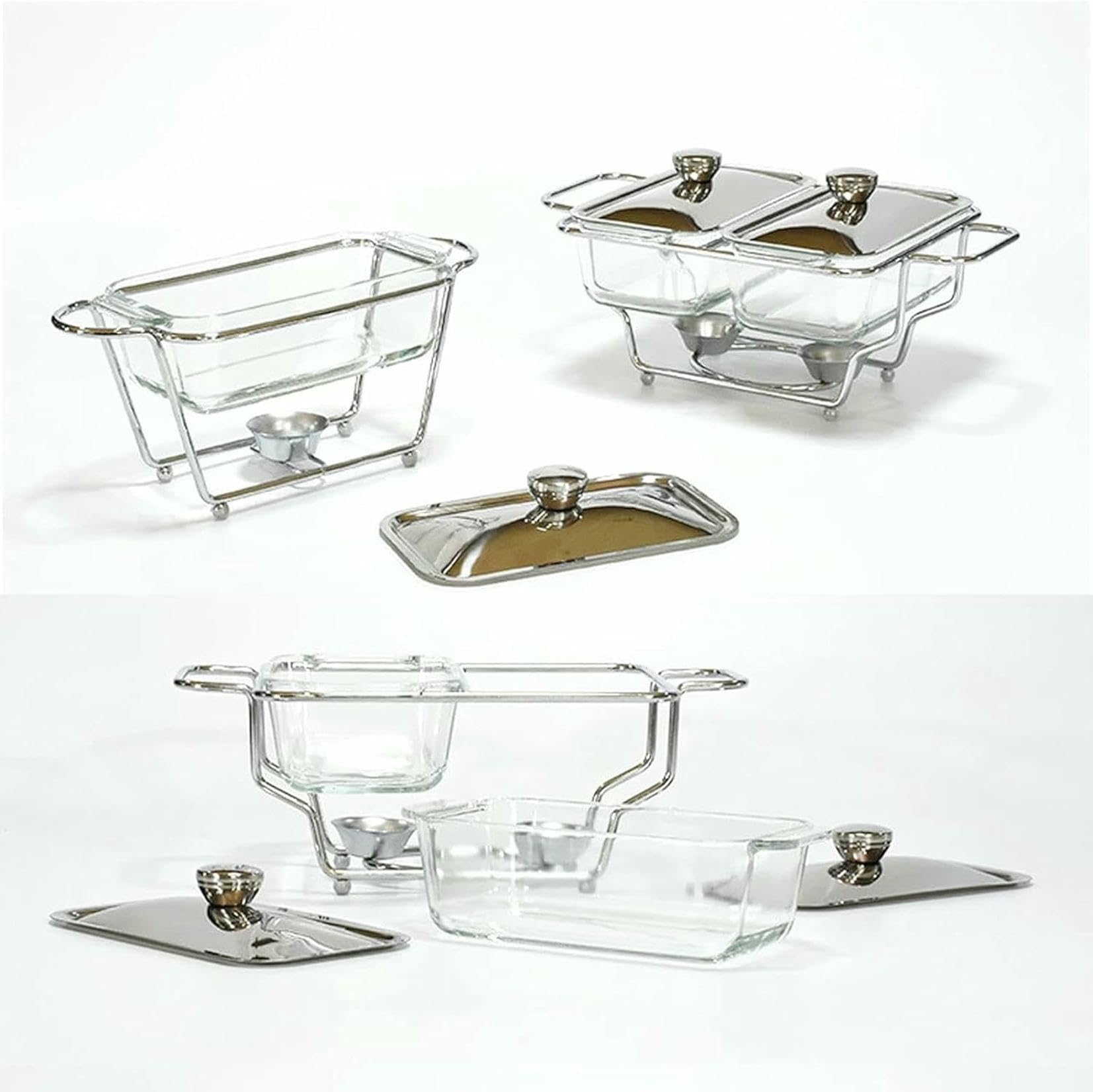 Set di Buffet in Acciaio Inossidabile in Acciaio Inossidabile Rettangolare per Matrimoni, Feste, Banchetti, Ristoratori ~/