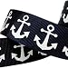 25yds 1" Nautical Anchor Printed Navy Blue Grosgrain Ribbon