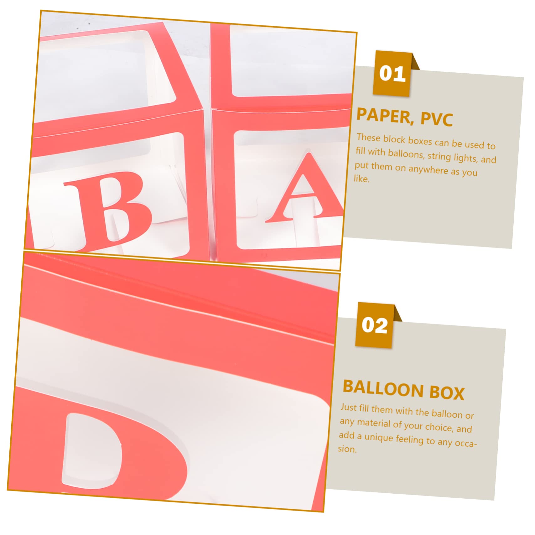4 Stück Rote Ballonboxen aus Papier und Pvc für Babyparty