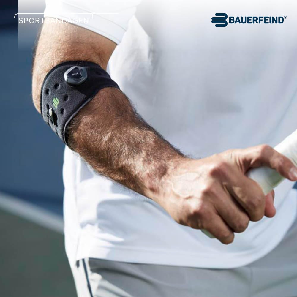 BAUERFEIND, 1 Unisex Ellenbogen-Sportspange, Rechts und Links tragbar, Für Tennis, Badminton, Squash, Reduzierung der Unterarmmuskulatur-Belastung