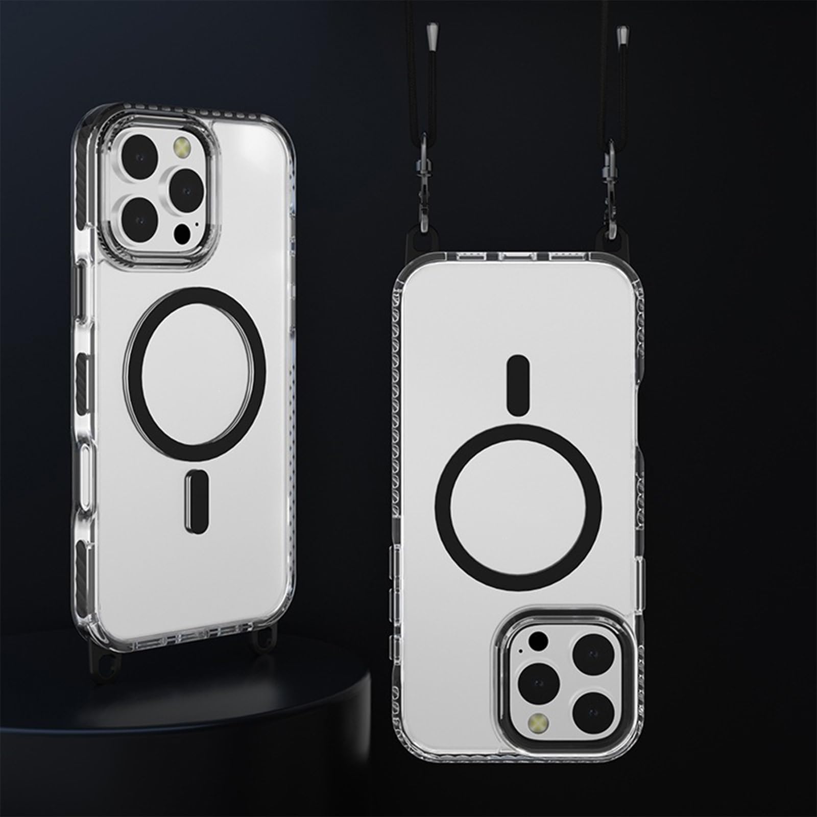 Custodia per iPhone 16/16 Plus/16 Pro/16 PRO Max, Magnetica Antiurto Custodia Laccio Collana Tracolla AntiGraffio Cover(Marrone,16 PRO)