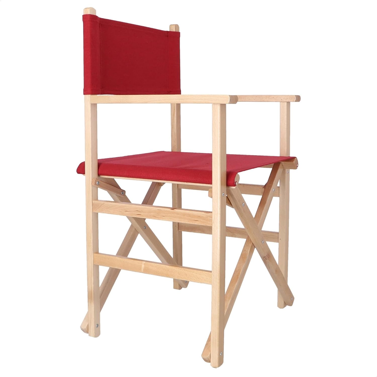Wooden Director's Chair with Varnish with Maroon Canvas
