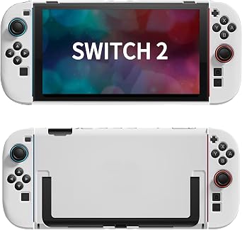 Switch 2 Case 2026 Switch 2 Cover Compatible with Stand Switch 2 Protective Cover Switch 2 Case Detachable Design Split PC Hard Case Full Protection Shockproof Anti-Scratch Anti-Fingerprint Dustproof Compatible with Switc H2 Peripherals White