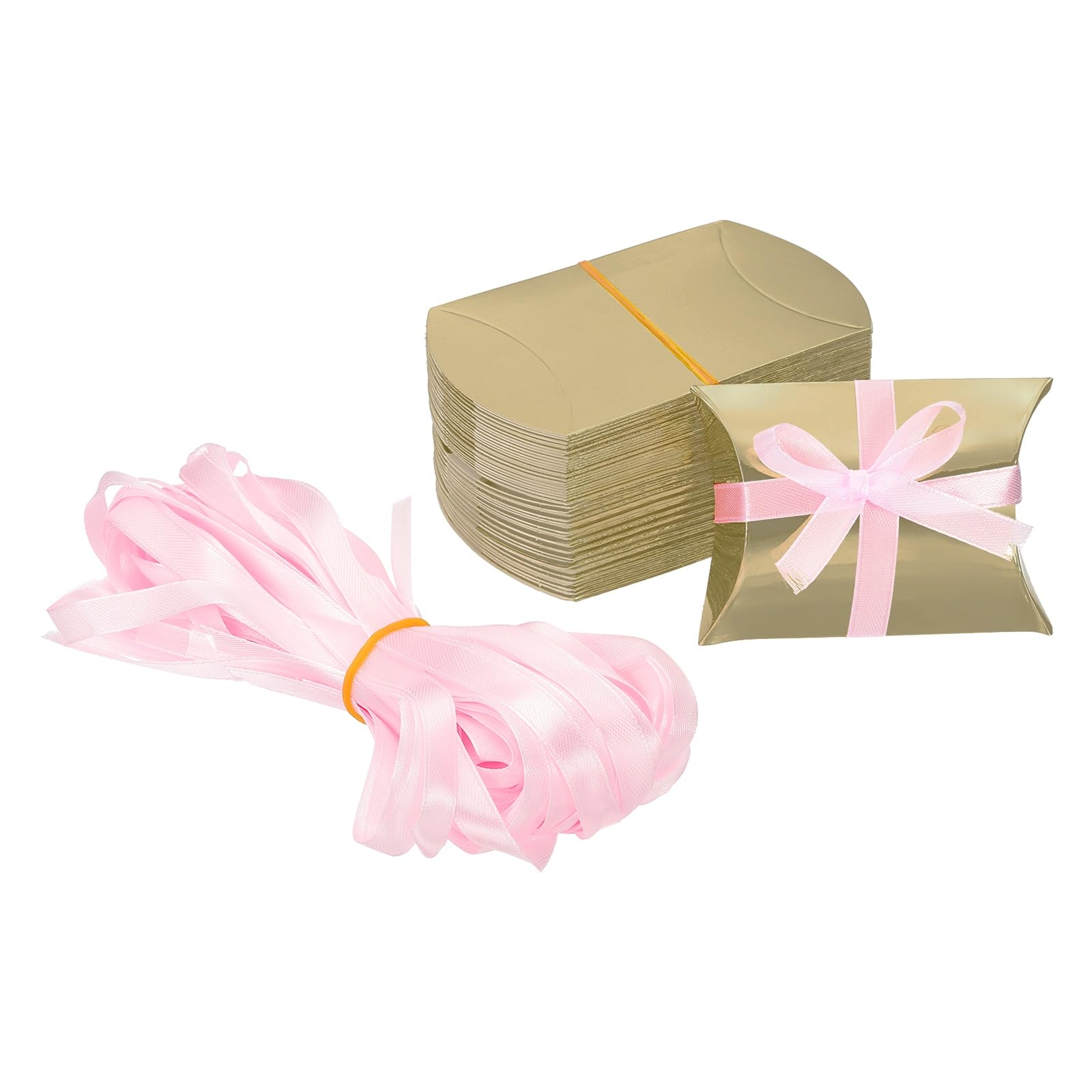 PATIKIL Small Gift Boxes, 50 Pcs 3.5x2.5x1 Inch Pillow Boxes Candy Thank You Treat for Wedding Party Favor Pen Birthday Gift Jewelry Greeting Card, Brown