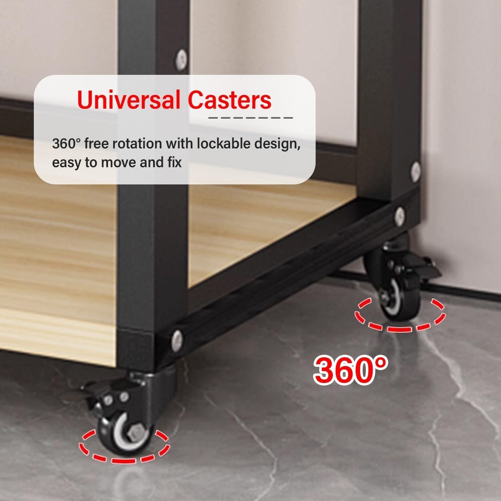 Support de Console avec Étagère Réglable en Hauteur, Tour Multimédia avec Roue, Grand Support de Composants Stéréo pour Amplificateurs