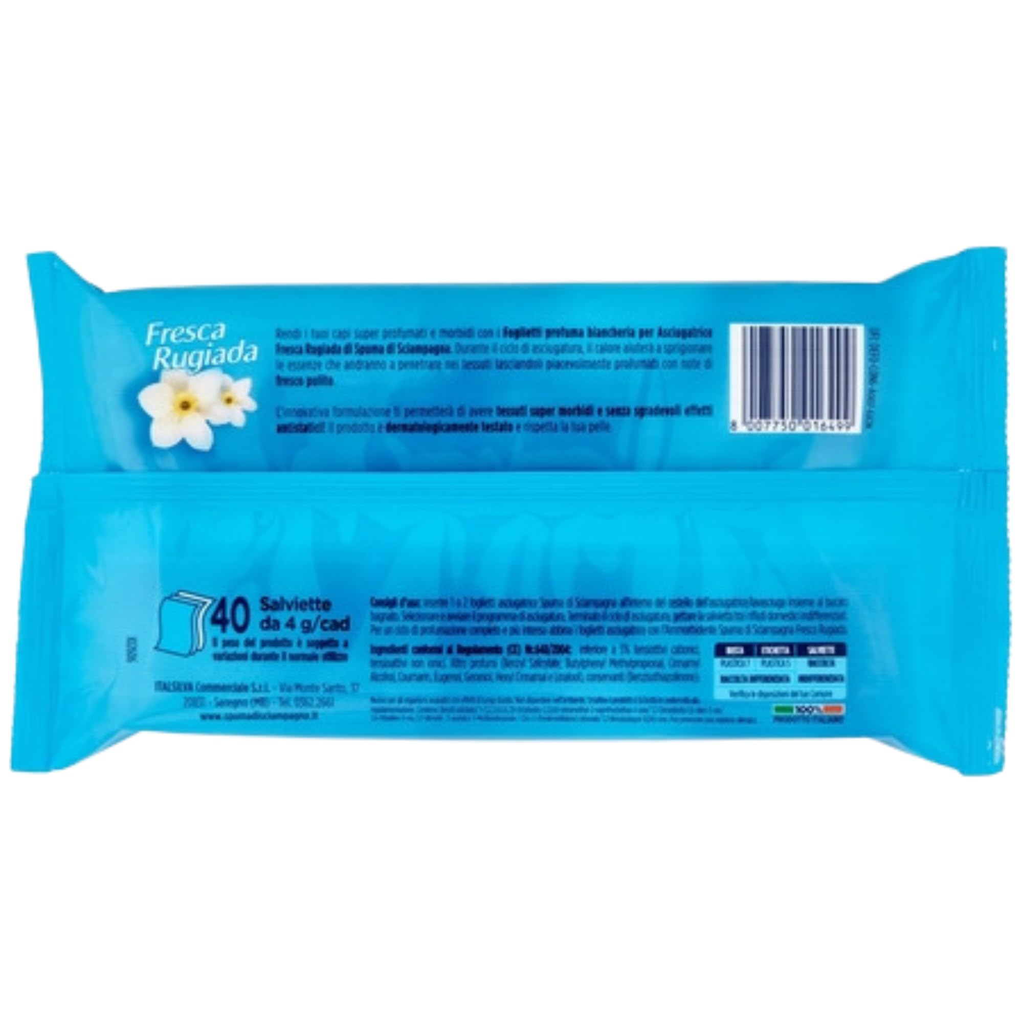 Foglietti Umidi Per Asciugatrice, Profumazione FRESCA RUGIADA Per Un Profumo Più Intenso. Azione Ammorbidente (Confezione Da 40 Foglietti) (6 Confezioni)