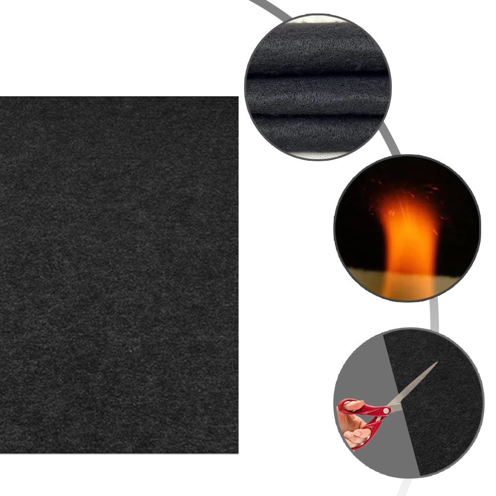Tapis Ignifugé 30x30cm Avec Poche à Cordon - Protection Chaleur Jusqu'à 550°C Pour Barbecue Et Cheminée