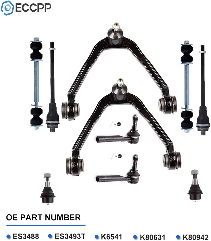 ECCPP 10PC Upper Control Arm And Ball Joint Tie Rod End Lower Ball Joint Sway Bar Link for Chevy Silverado 1500/Tahoe/Avalanche/Suburban, For GMC Sierra 1500 /Yukon, For Cadillac Escalade