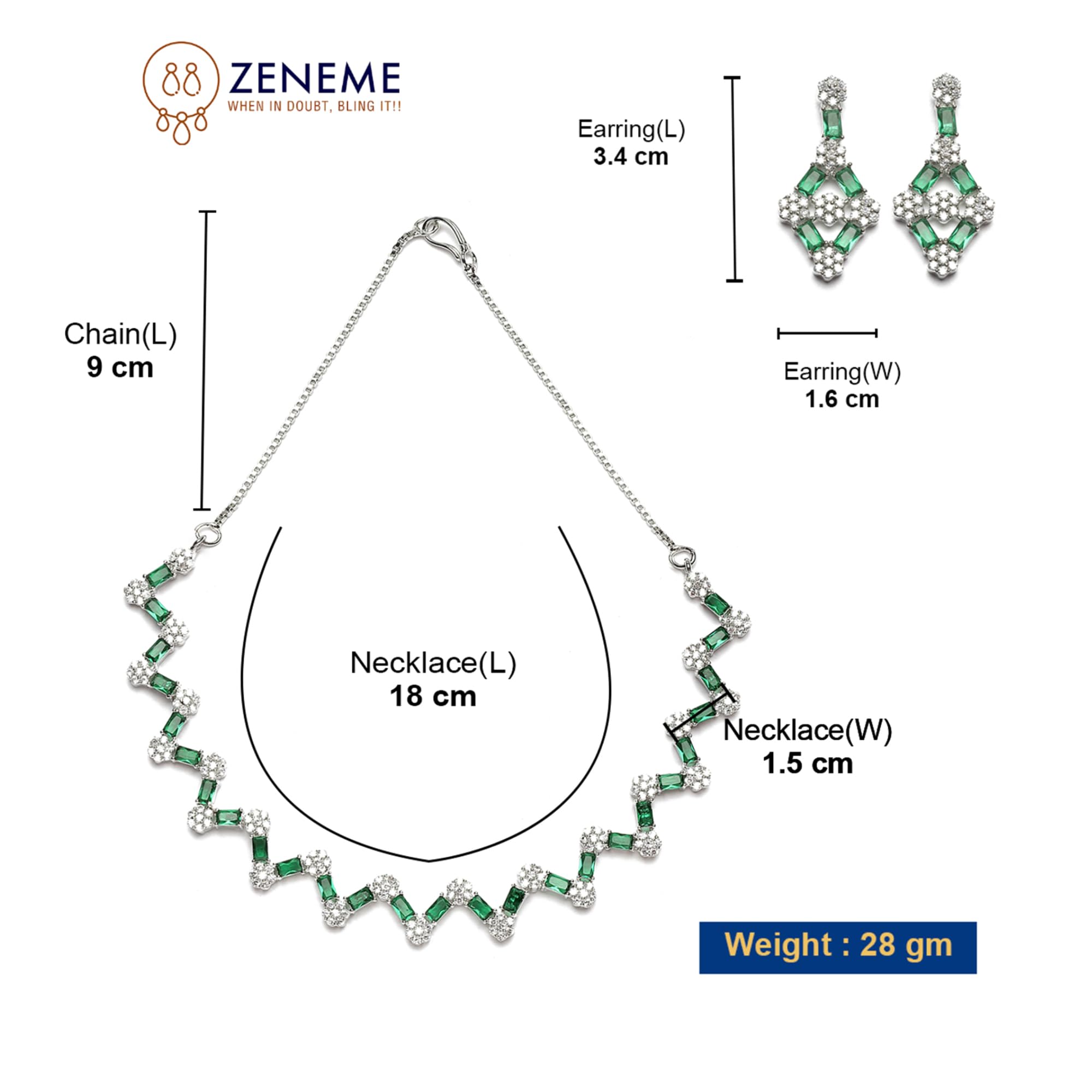 Rhodium-Plated Diamond Necklace Set