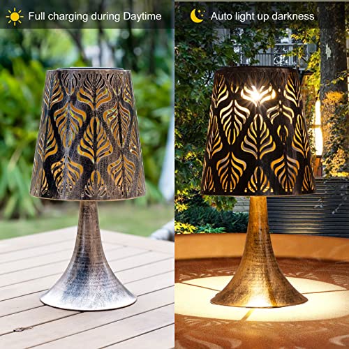 Vestcdf Solar Table Lamp Outdoor Indoor, Metal Led Decorative Solar Garden Lights With Hollowed-Out Design, Waterproof Solar Table Lamp Desk Lamp For Patio Garden Pathway Yard Decorations #TOP3