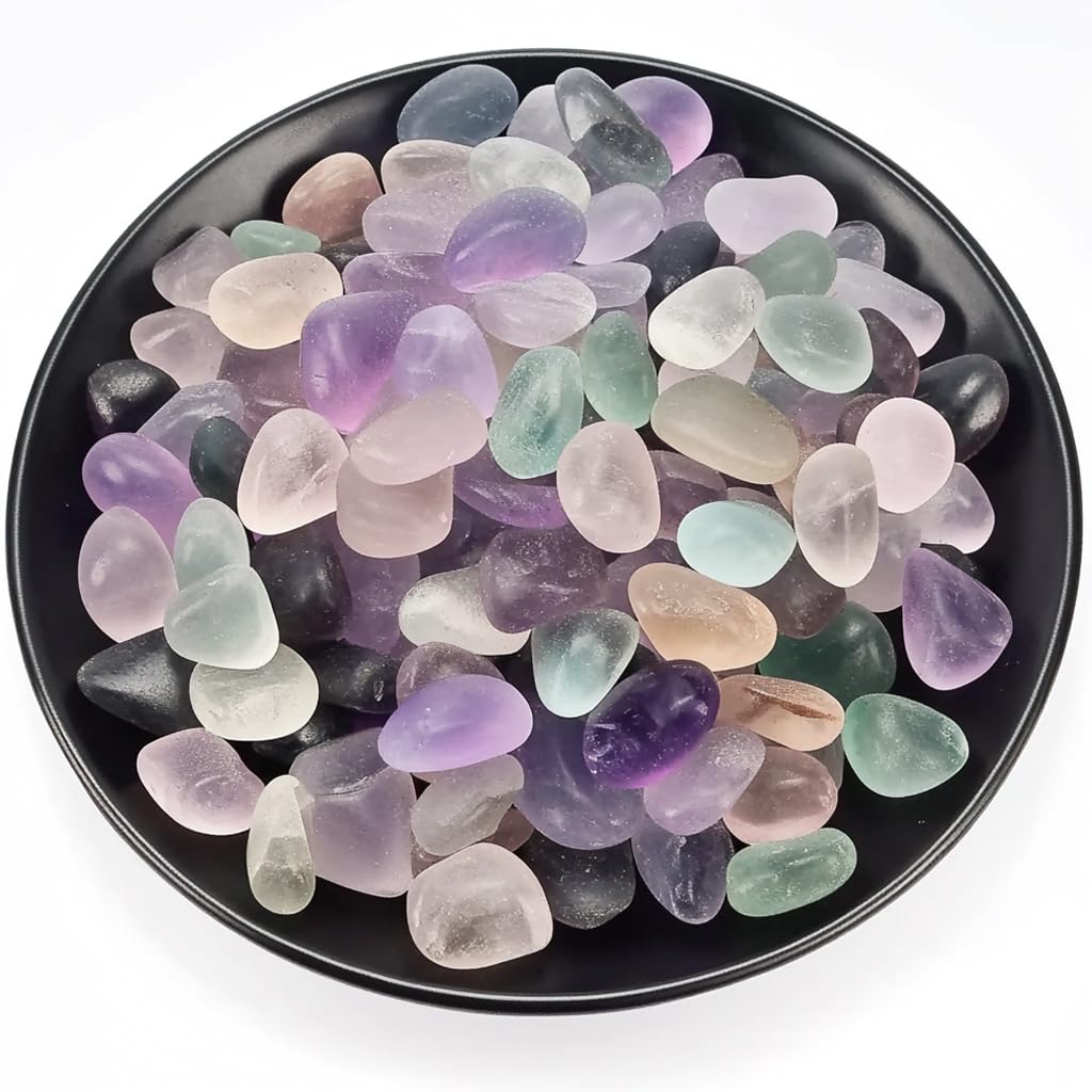 Polished Fluorite Crystal Set, 0.4'', 128 Pcs - Handpicked Natural Tumbled Stones and Crystals Bulk for Healing, Reiki, Meditation, Witchcraft and Home Decor