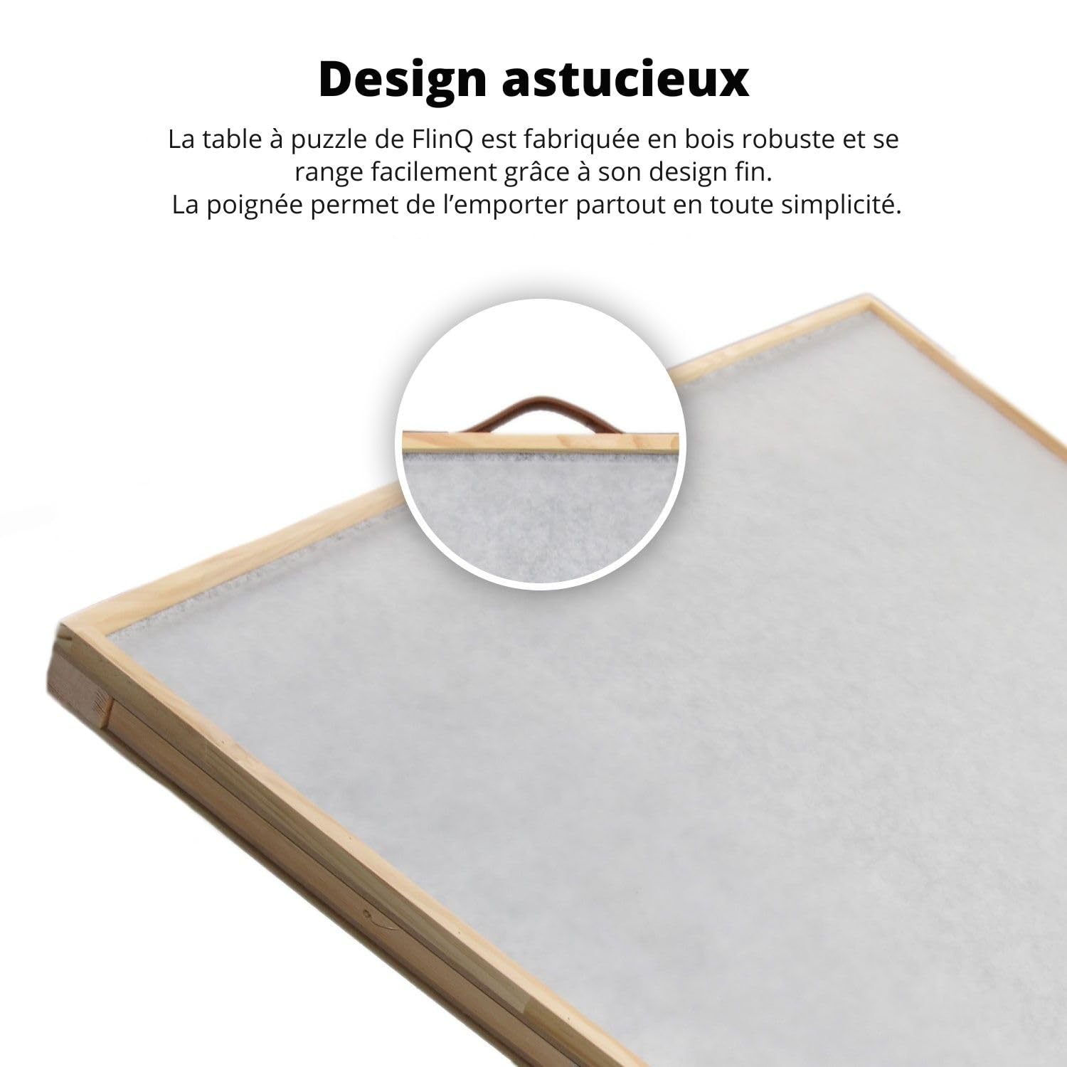 FlinQ Table de Puzzle Inclinable 1500 Pièces avec Plateaux de Rangement 4 Tiroirs Pliable 89x68 cm