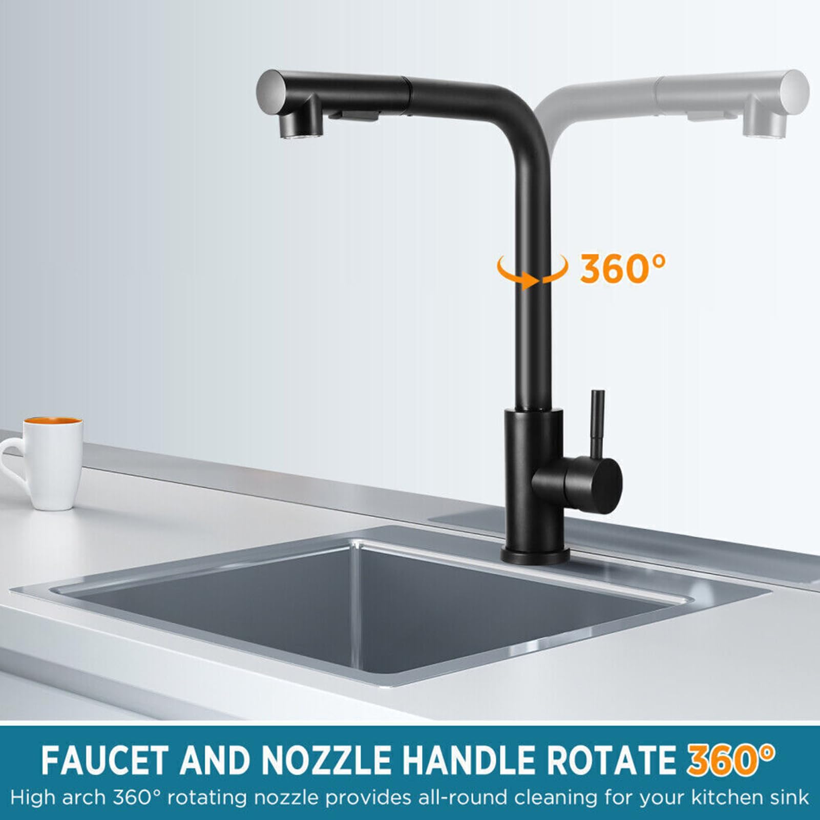 Grifo De Cocina Para - Grifo Monomando De Acero Inoxidable Con Mango Extensible | De Agua De Cocina,Para Baño Residencial Lavandería Restaurante Bar Exterior Camping