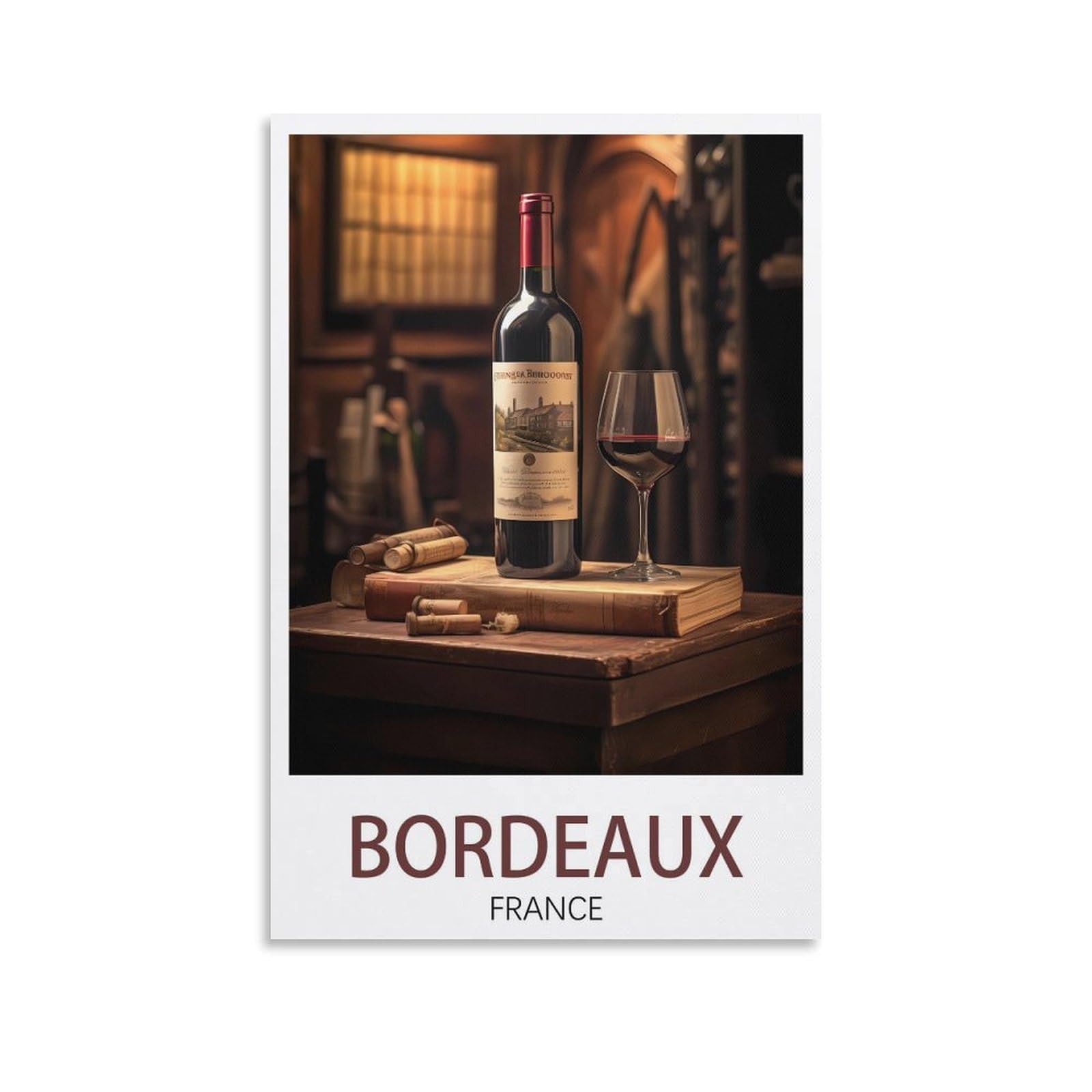 GuYaNa Bordeaux France Vintage Travel Posters Wine 08x12inch(20x30cm) Canvas Wall Art Print Painting for Wall Decor Living Room Bedroom