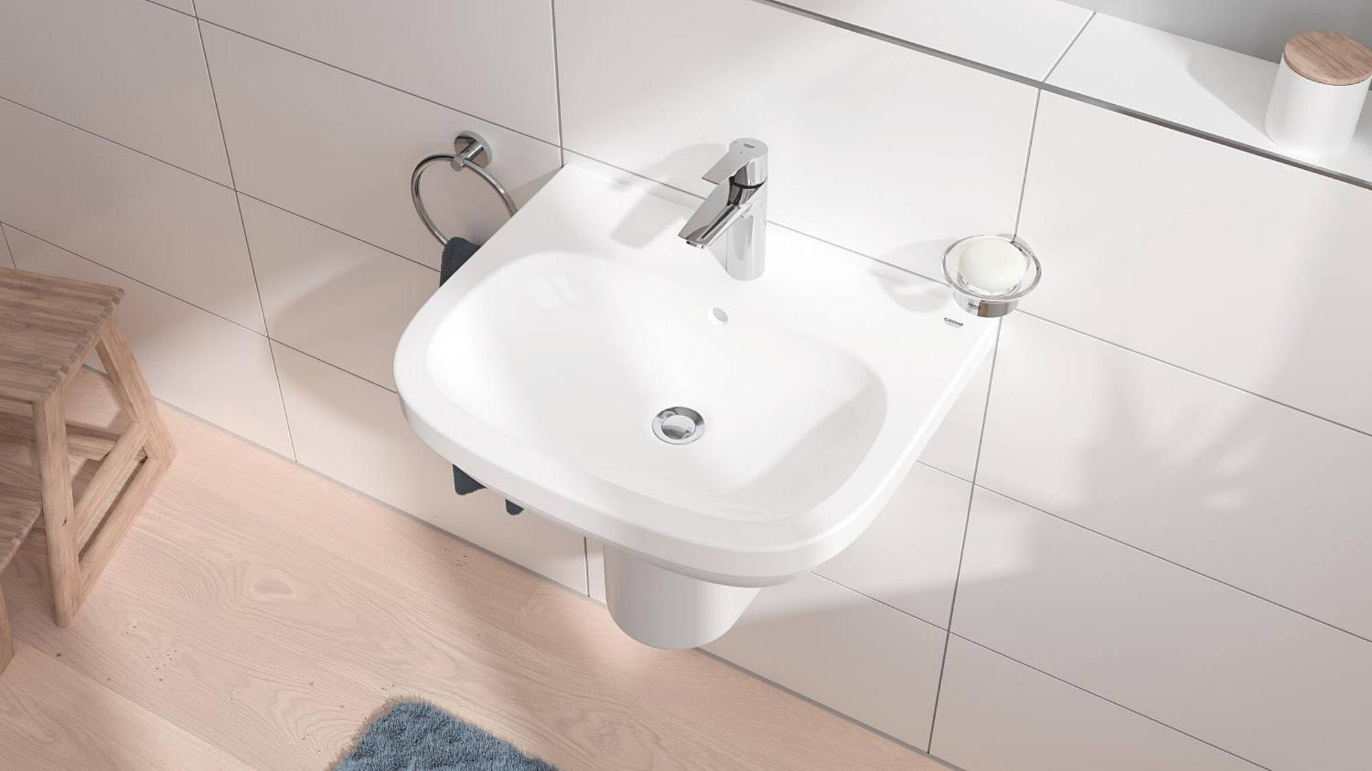GROHE QUICKFIX Start 23552002 bateria umywalkowa jednouchwytowa (oszczędność wody, rozmiar M, w zestawie narzędzie montażowe 3 w 1, szybkie mocowanie), chrom,