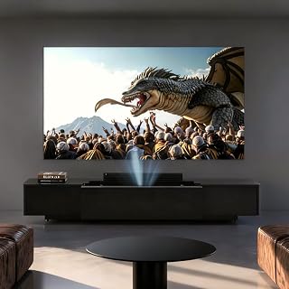 102" Ultra Short Throw Projector TV Stand, Mid-Century Modern Electric Cabinet with Linkage Memory Function and Ample Storage Space, Entertainment Center for Living Room, Black