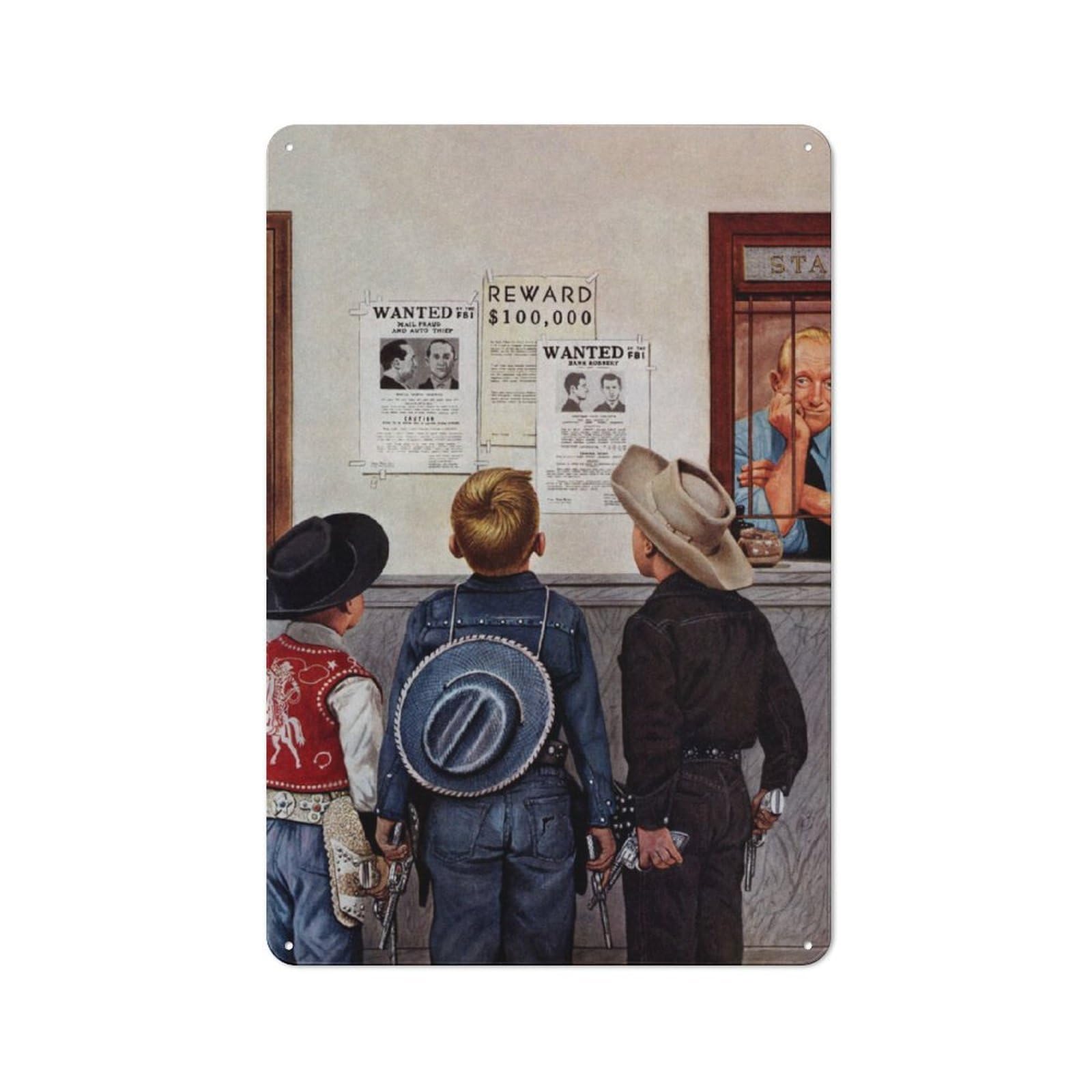 Junmoney Wanted Rustic Metal Plaque 30X20cm For Guest Room Or Hallway, For Home Interiors, Feature Walls And Decorative Displays