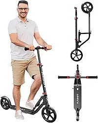Scooter para crianças de 6 a 12 anos e adultos | Altura ajustável, dobrável, moldura de alumínio leve | Suporta até 99,8 kg | Passeio suave em qualquer terreno