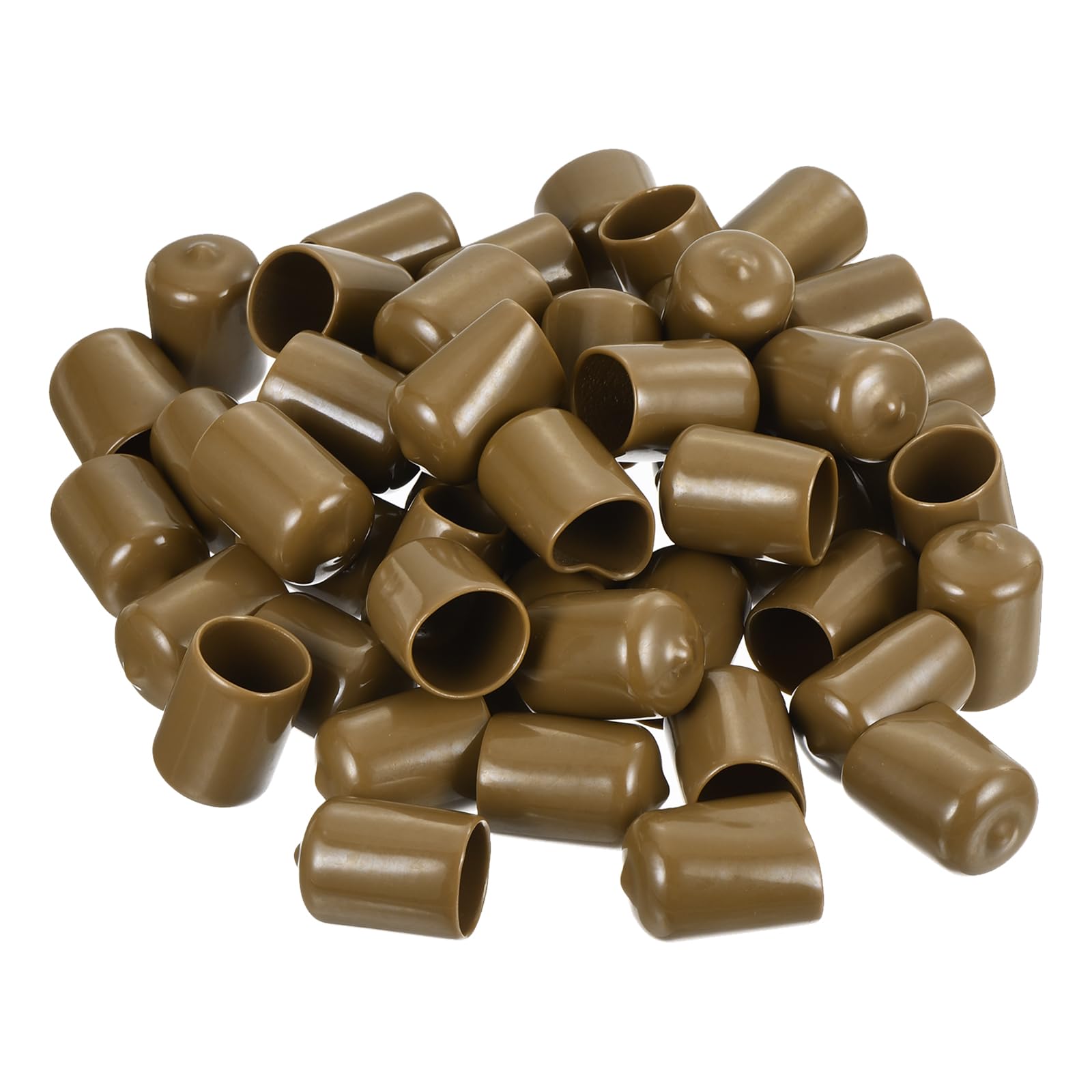 uxcell 100pcs Rubber End Caps 19mm(3/4") ID Vinyl PVC Round Tube Bolt Cap Cover Screw Thread Protectors Light Brown
