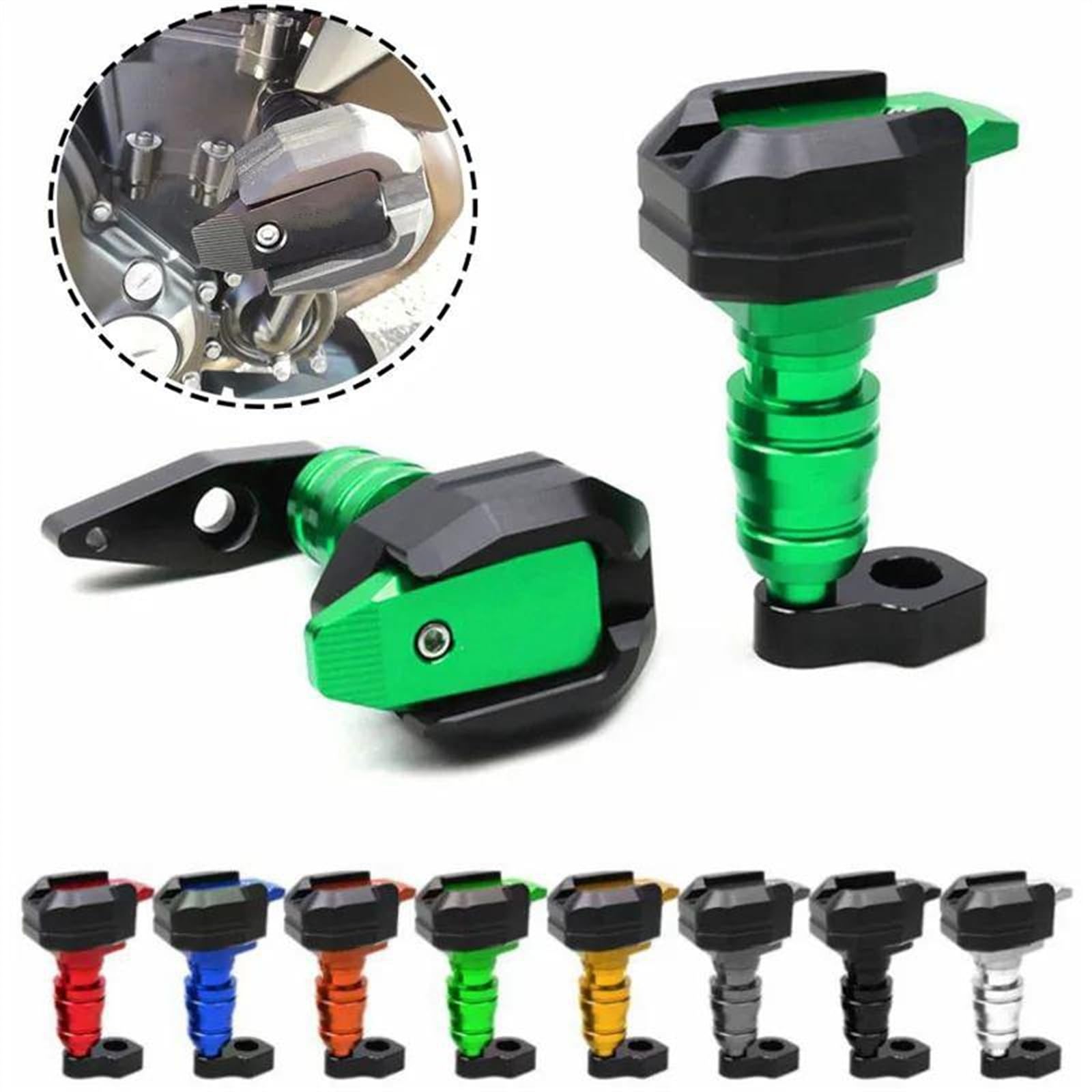 Motorrad CNC Aluminium Fallende Schutz Rahmen Slider Verkleidung Crash Pad Für ER6N ER6F 2012-2016 Universal(Green- A)