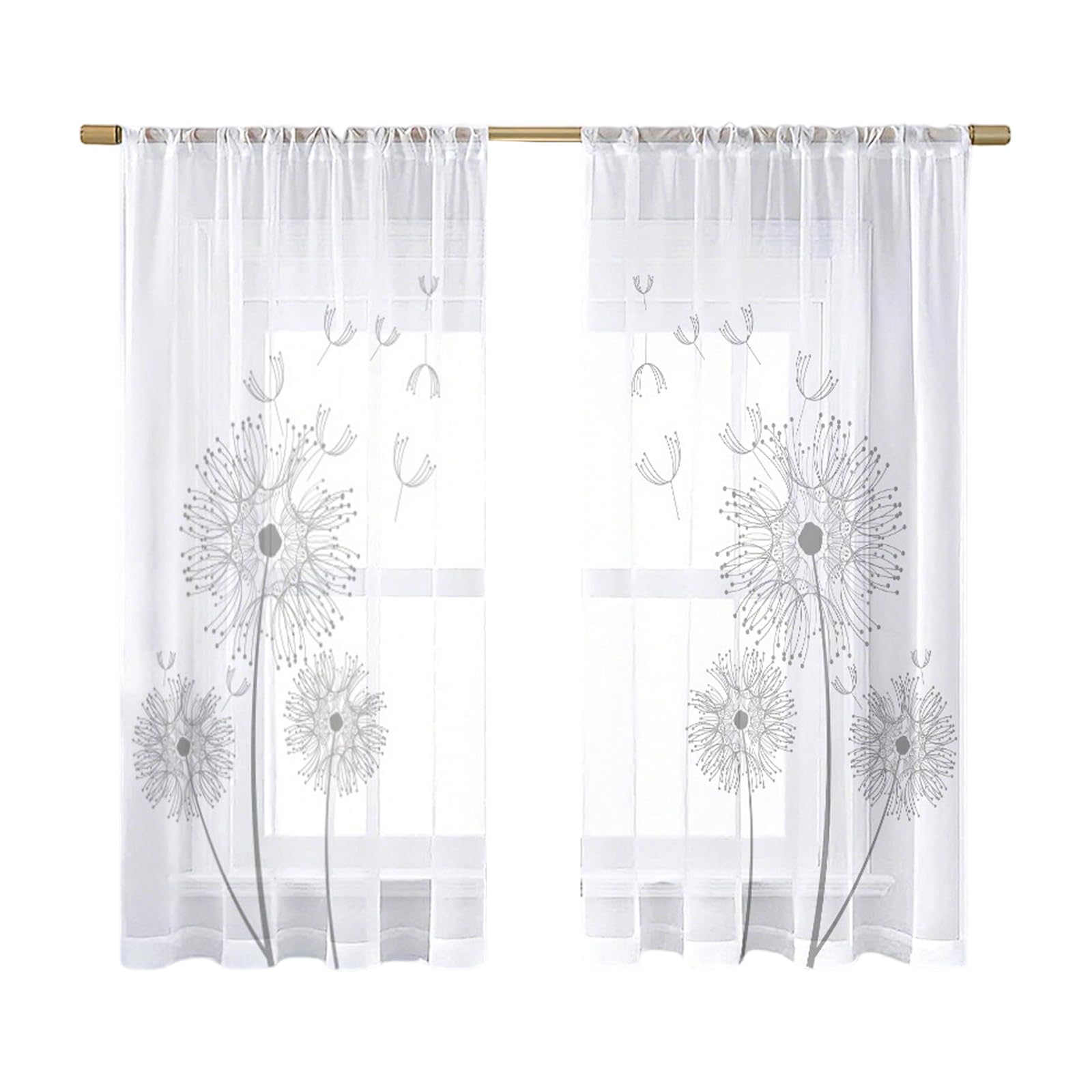 Elnwnnkc Pattern Window Curtain Polyester Sheer Panel with Rod Pocket for Living Room Bedroom Sheer Privacy Window Screen