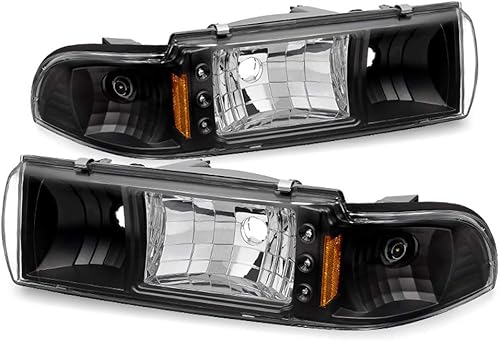 ACANII - Para faros delanteros negros de tira LED Chevy Caprice/Impala 1991-1996 con señal de esquina integrada para conductor y lado del pasajero