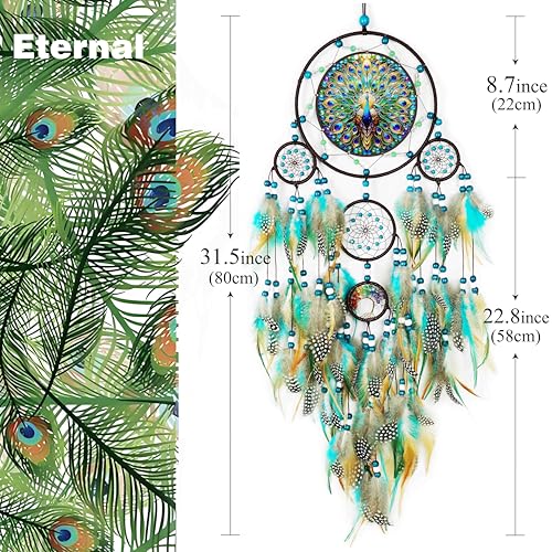 Large Dream Catchers,Dream Catchers for Adults,Dream Catcher Wall Hangings,Peacock Suncatcher,Stained Ornament,Gifts for Women,Lovers,Couple,Friend,Bestie - Image 4