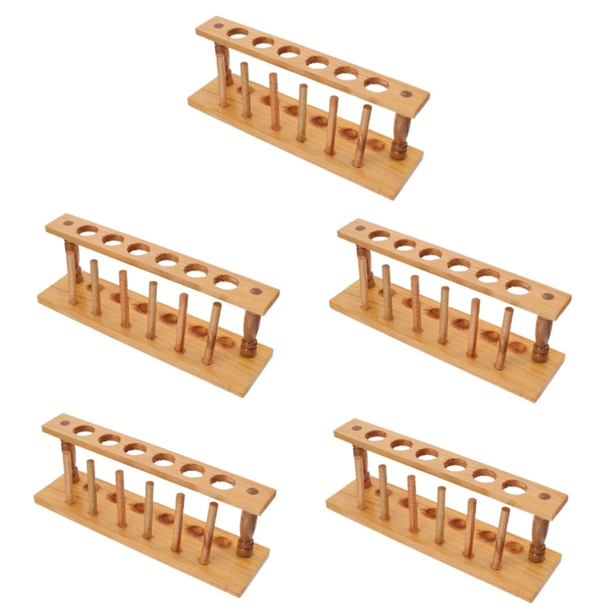 SOLUSTRE 5pezzi Porta Provetta Legno Con Supporto Per Tubo Da Laboratorio Organizzatore Versatile Per Ricerca Scientifica e Industriale Design Stabile e Leggero Facile Da Riporre e